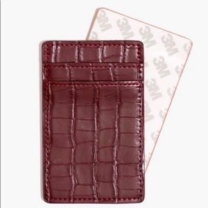 Madewell Stick-on Phone Wallet- Maroon Crocodile Embossed Vegan Leather NWT